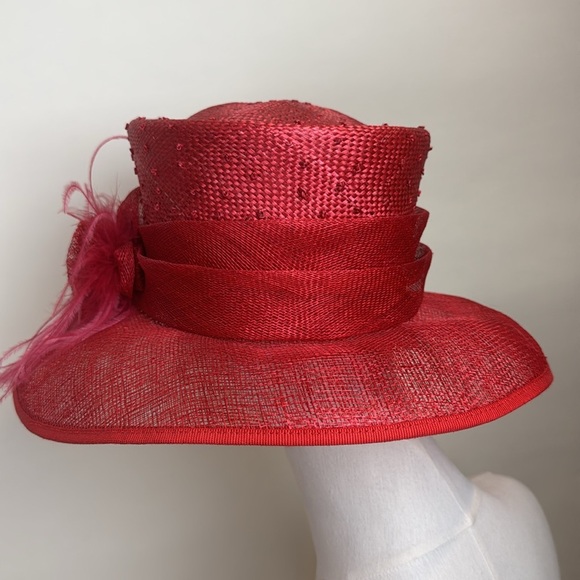 90s Vintage D. Meucci Red Italian Women\'s Straw Derby Hat main image 4